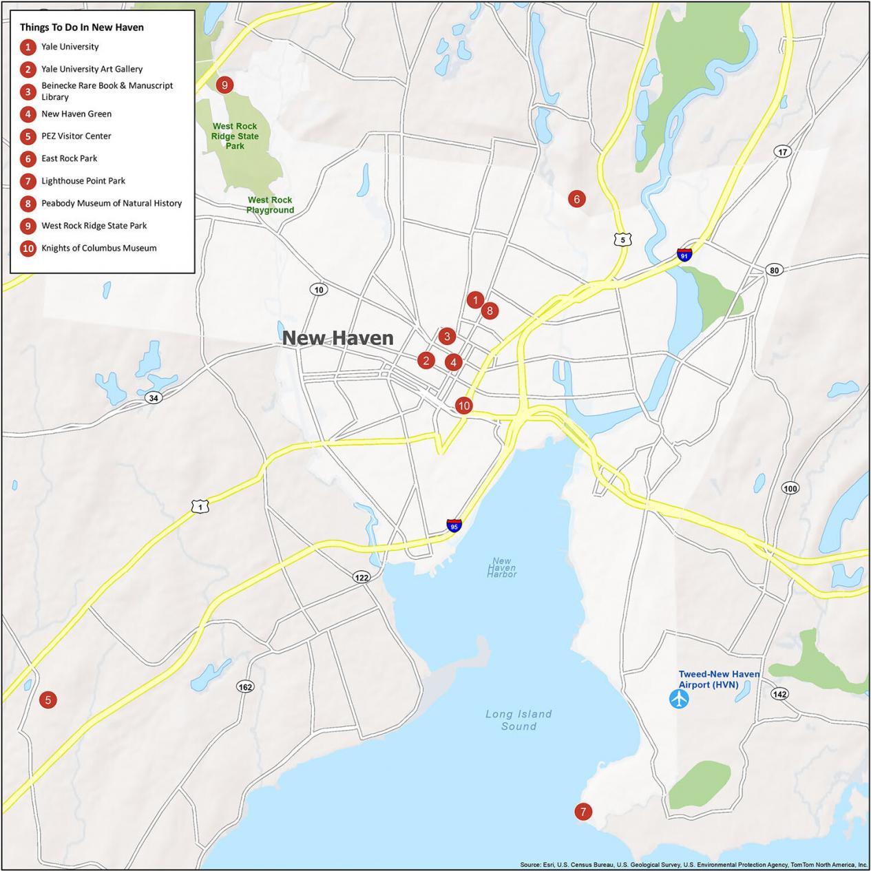 University Of New Haven Road Map New Haven Connecticut Map - Gis Geography