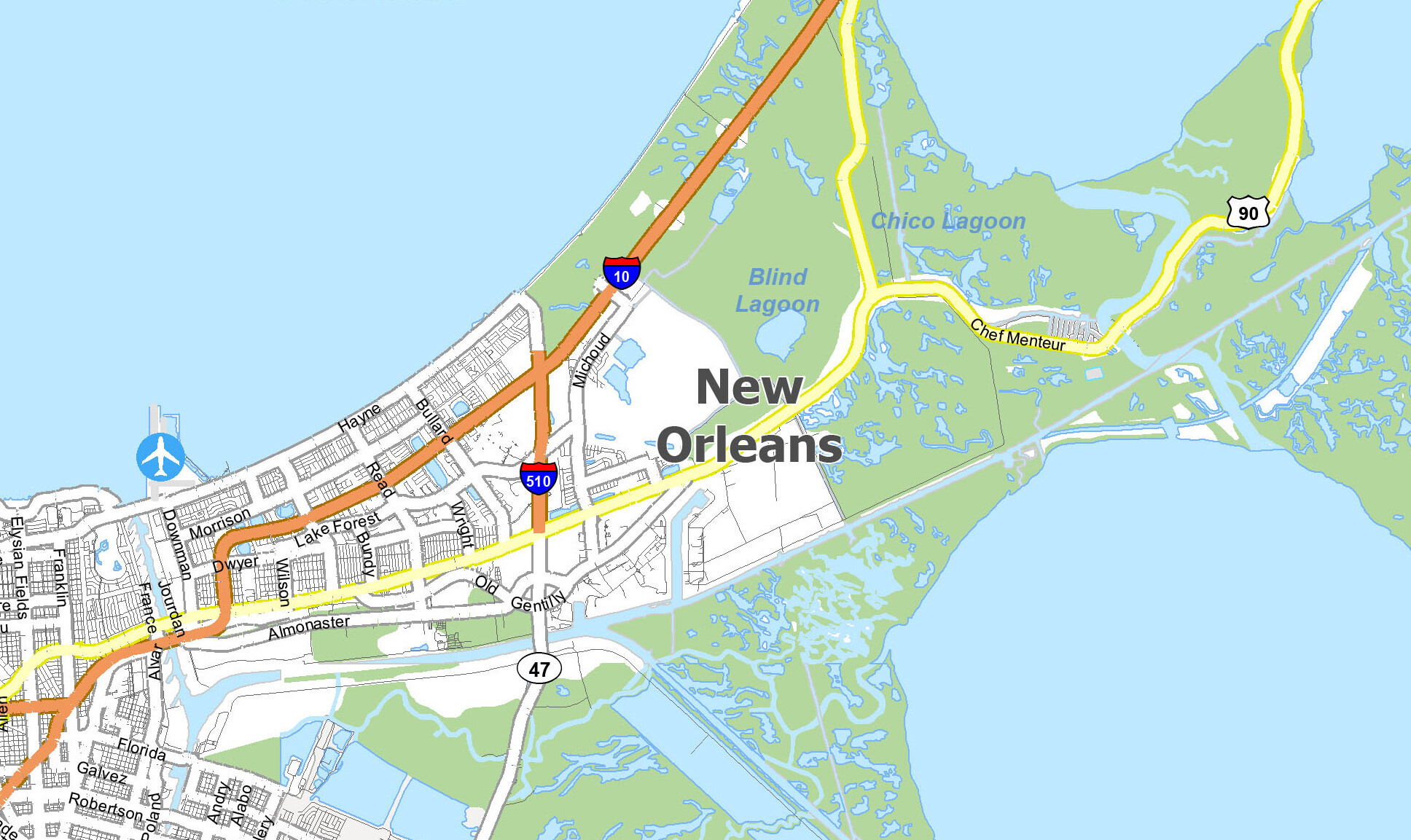 Map Of New Orleans, Louisiana - Gis Geography