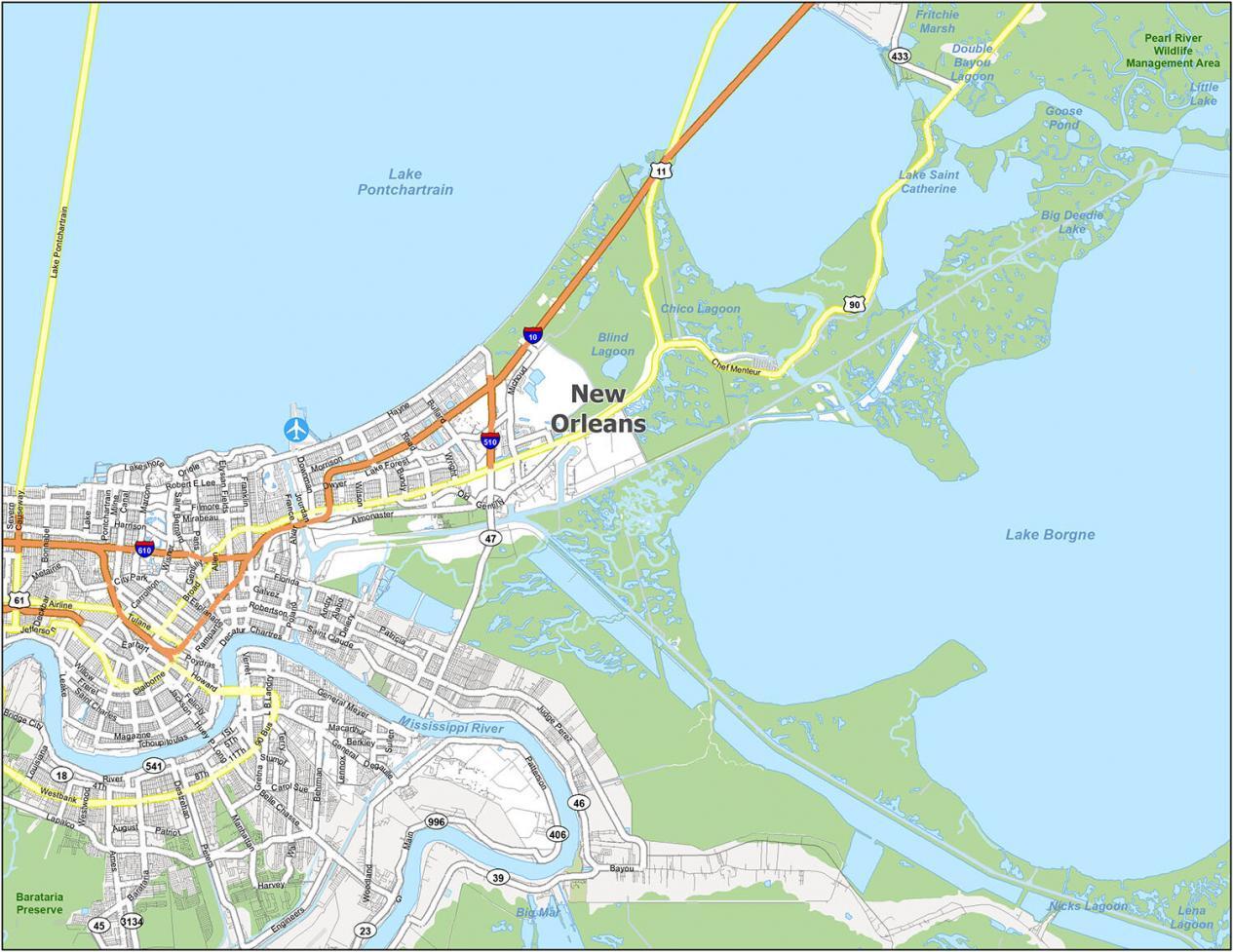 Map of New Orleans, Louisiana GIS Geography