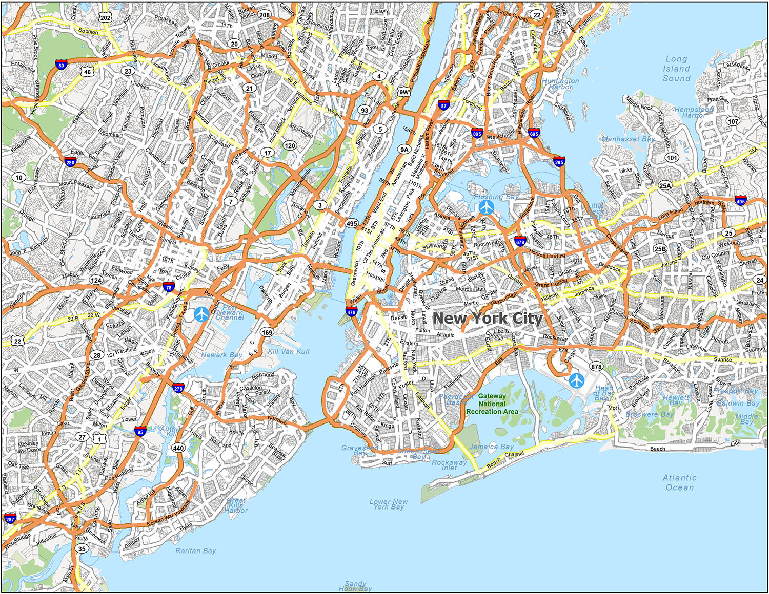 Area Map Of New York City When Do We Spring Forward In 2024   New York City Road Map 