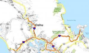 Map of Oahu Island, Hawaii