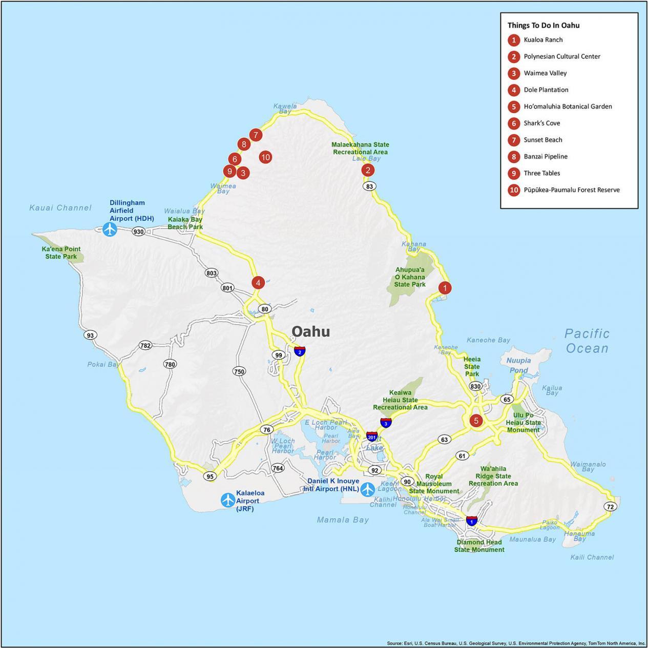 Map Of Oahu Island Hawaii Gis Geography 7635