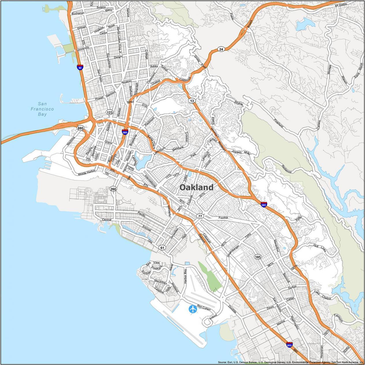 Oakland Map California GIS Geography   Oakland Road Map 1265x1265 