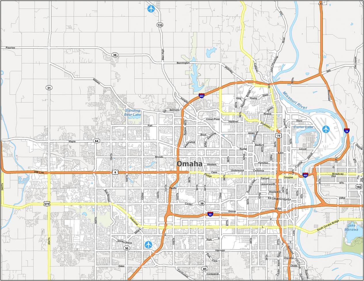 Omaha Nebraska Map GIS Geography   Omaha Road Map 1265x977 