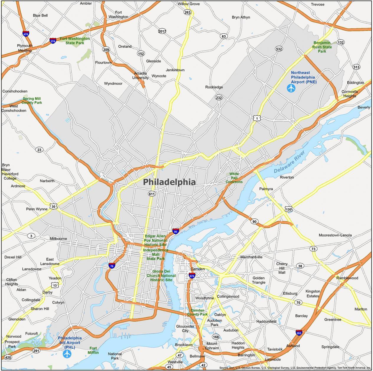 Map of Philadelphia, Pennsylvania GIS Geography