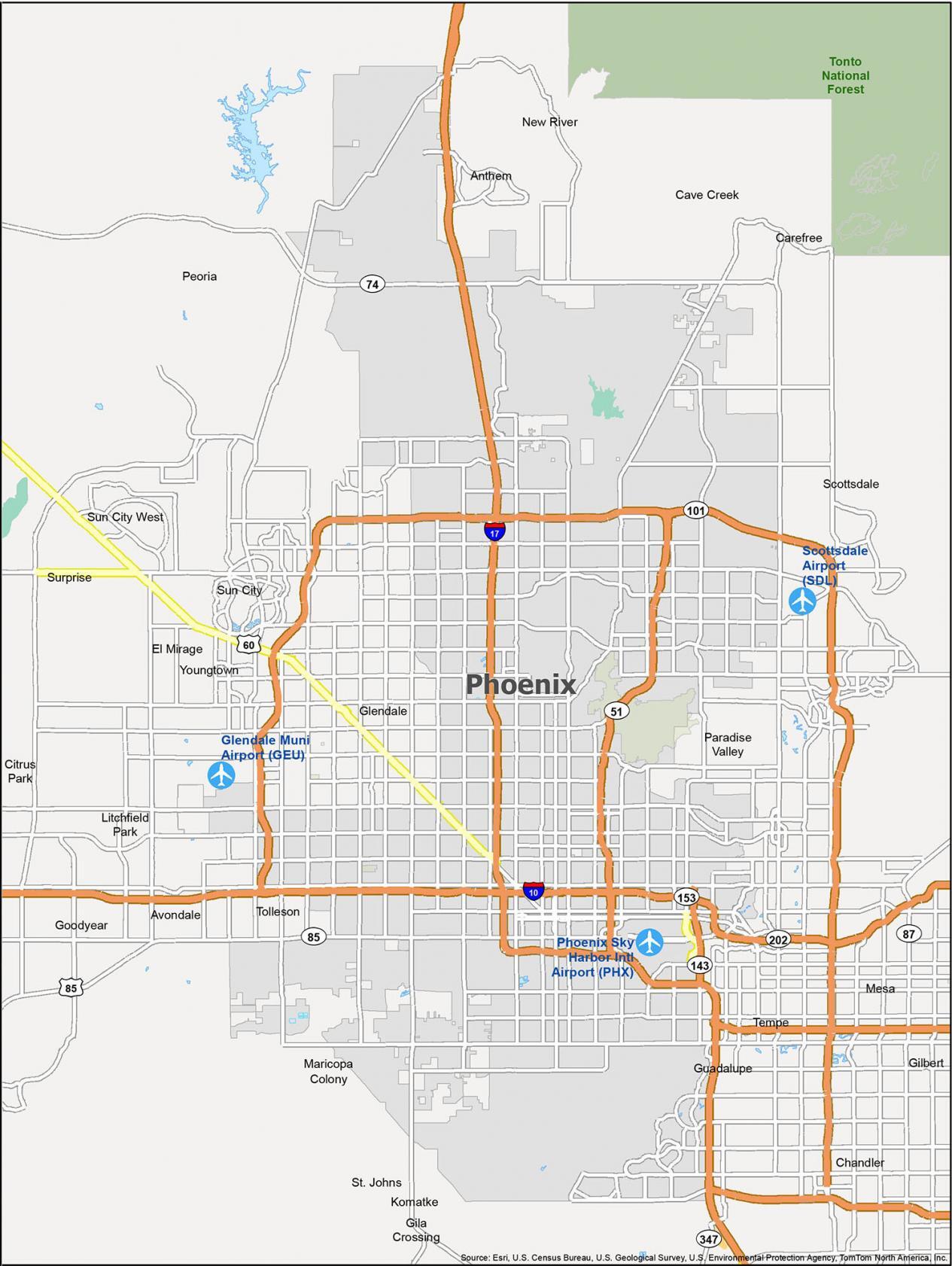 Phoenix Map Arizona 1265x1682 