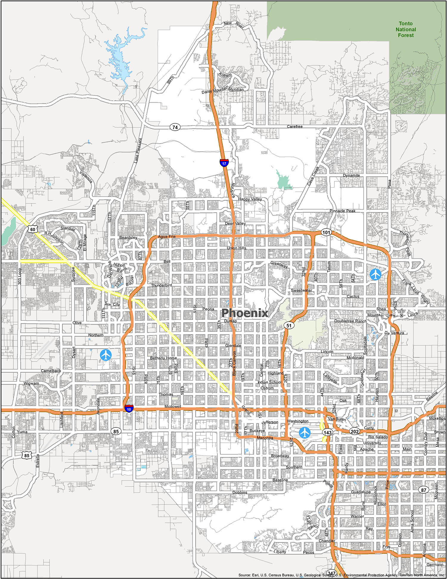 Phoenix Freeway Map Highway Map