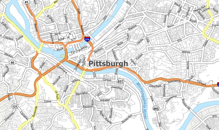 Pittsburgh Map, Pennsylvania