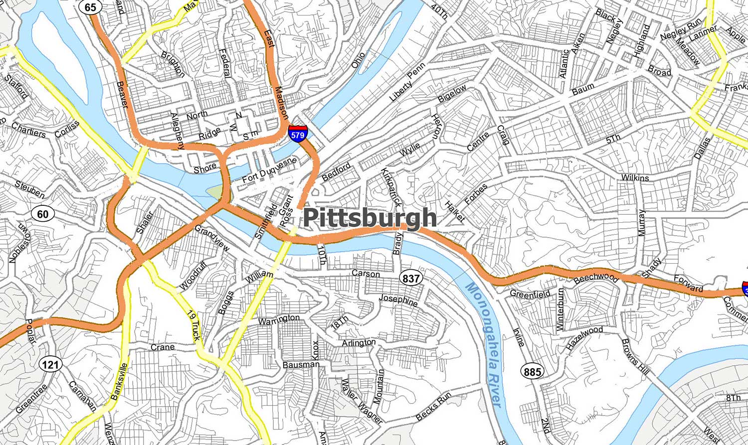 greater pittsburgh zip code map