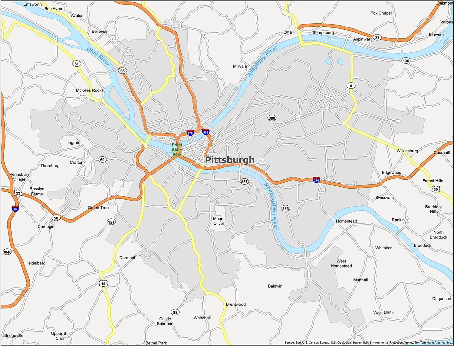 Pittsburgh Map [Pennsylvania] - GIS Geography