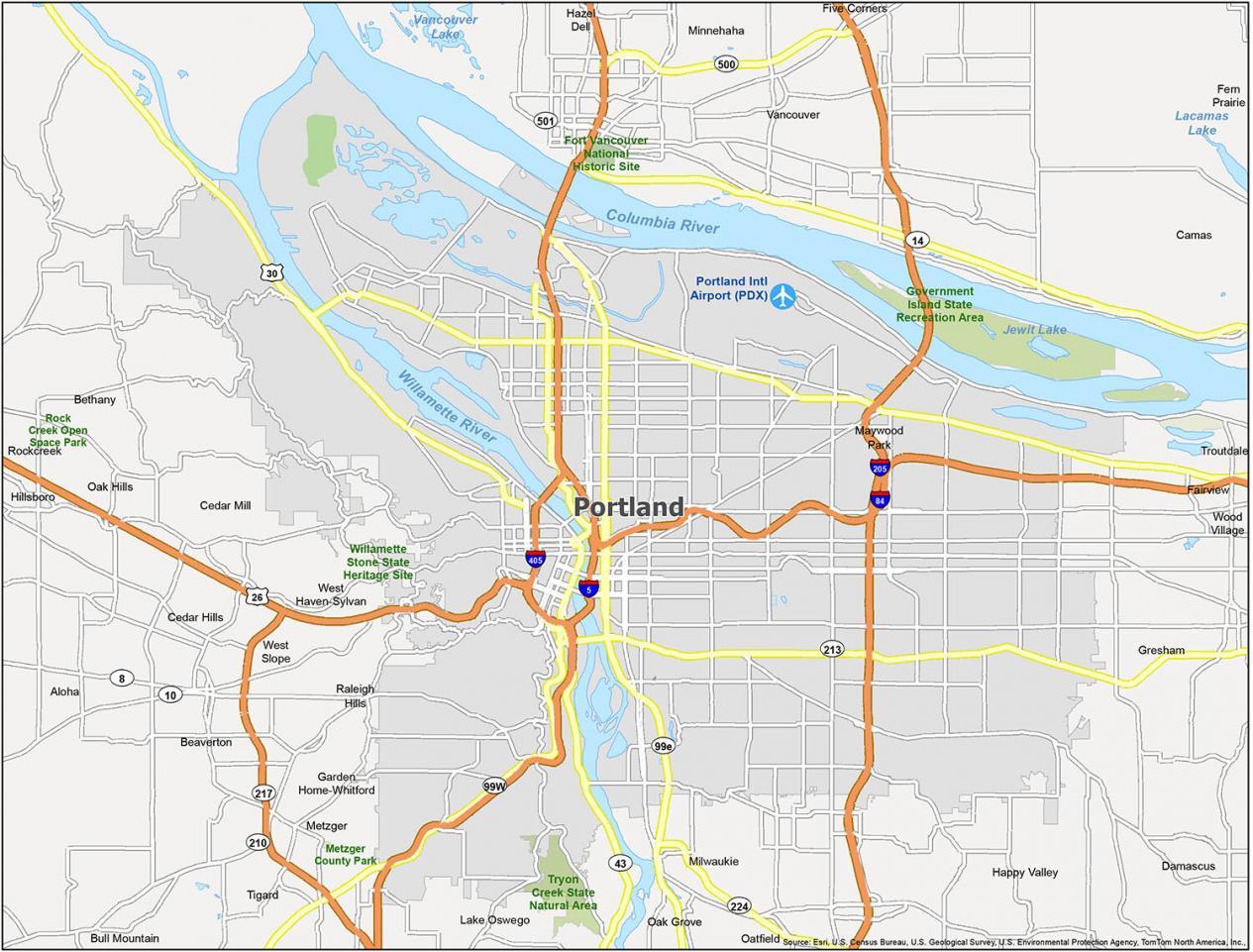 Portland Map Oregon
