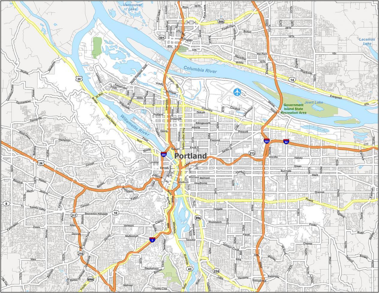 Portland Oregon Printable Map Adams Printable Map