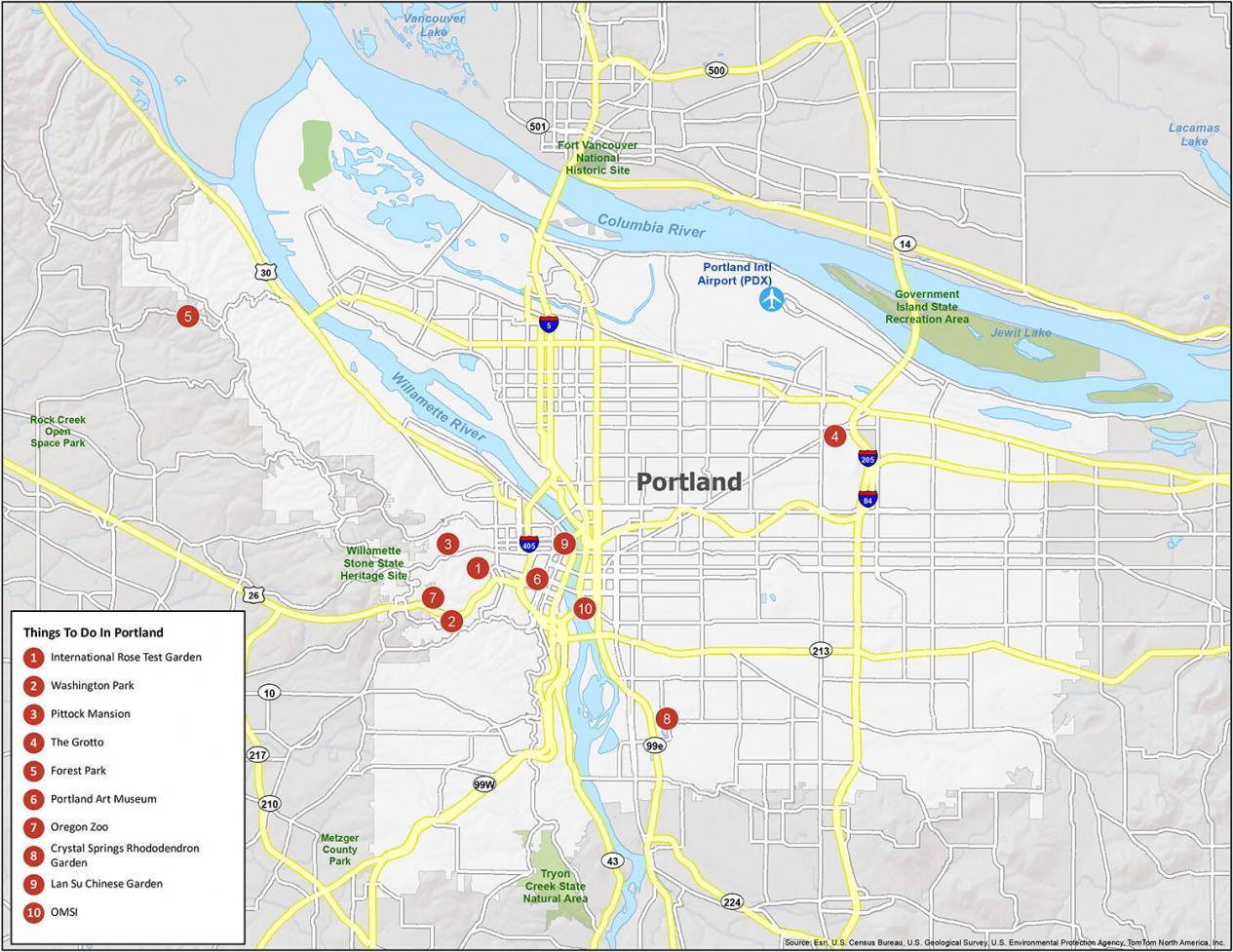 Google Map of the City of Portland, Oregon, USA - Nations Online Project