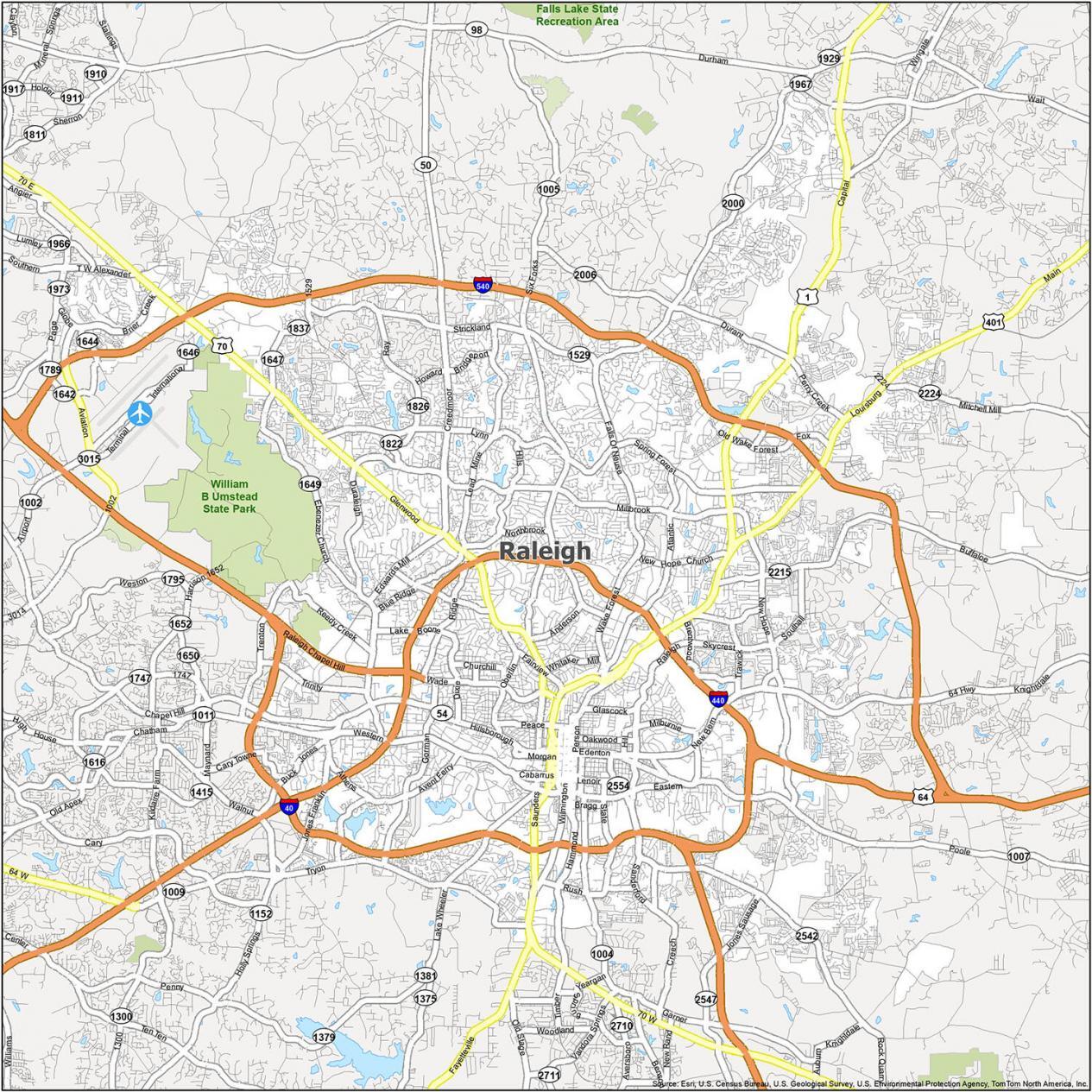 Raleigh NC Attractions Map