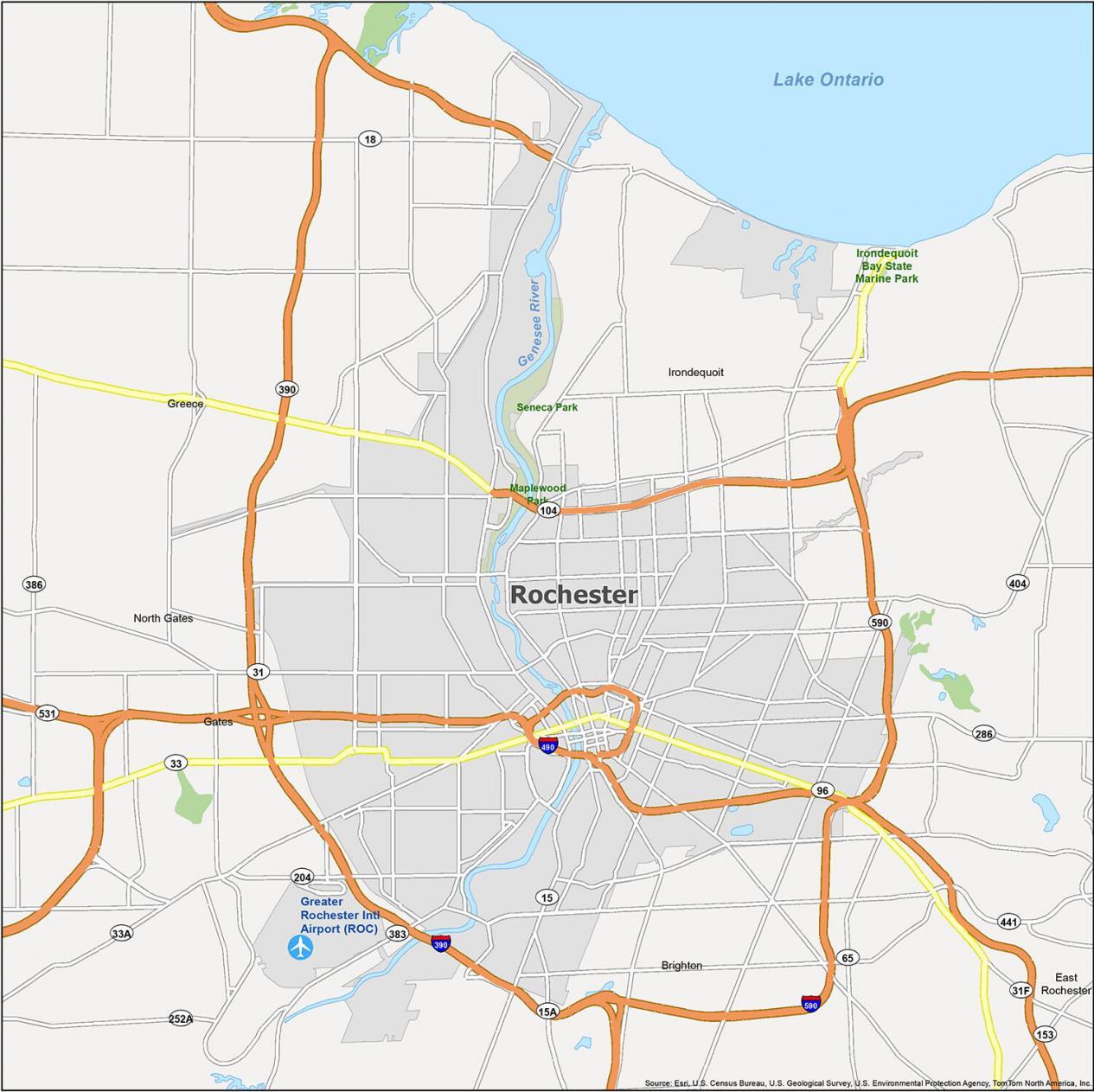 Map of Rochester, New York - GIS Geography