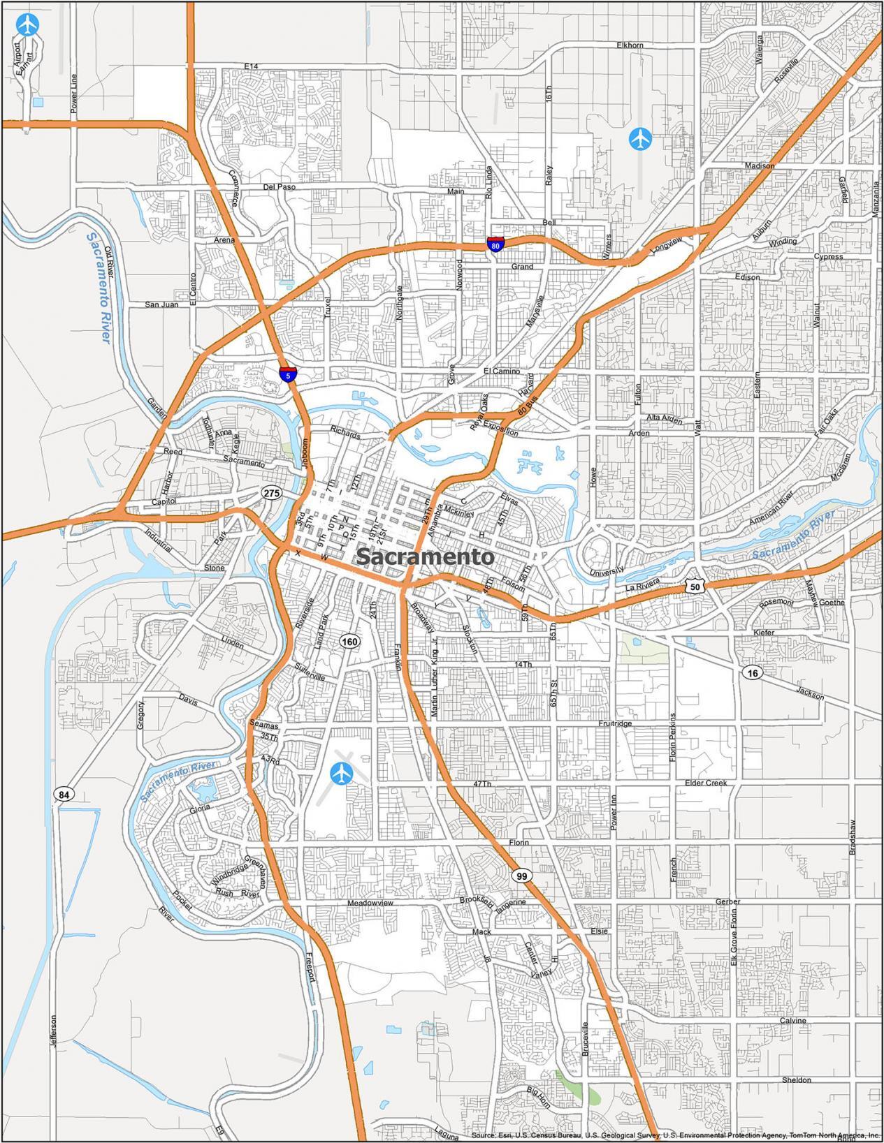 Map Of Sacramento Area Map Of Sacramento, California - Gis Geography