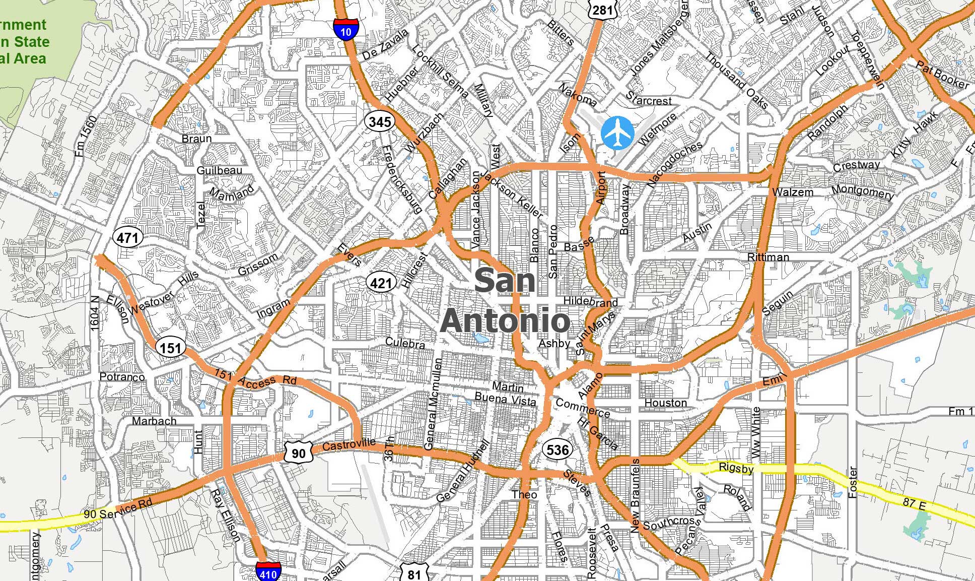 Vintage map of San Antonio Texas, old San Antonio map, San Antonio TX ...