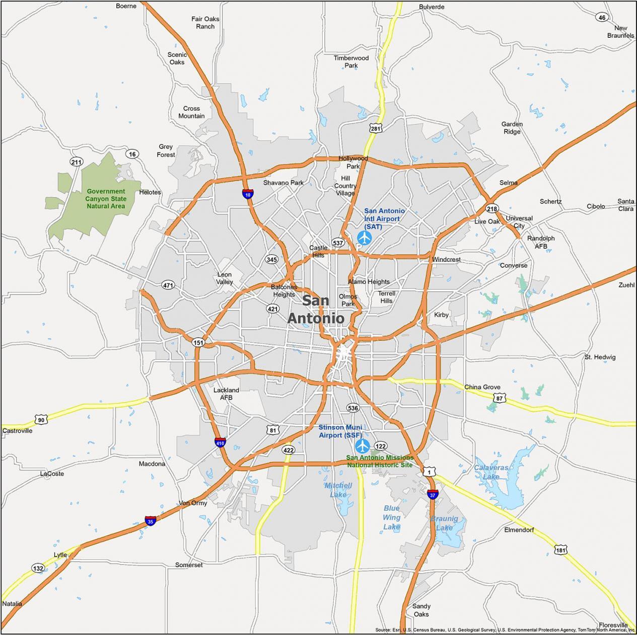 Map of San Antonio, Texas GIS Geography