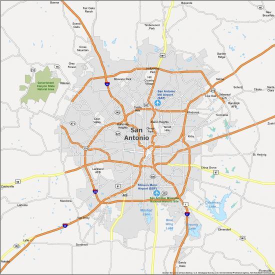 San Antonio Map Texas 550x550 