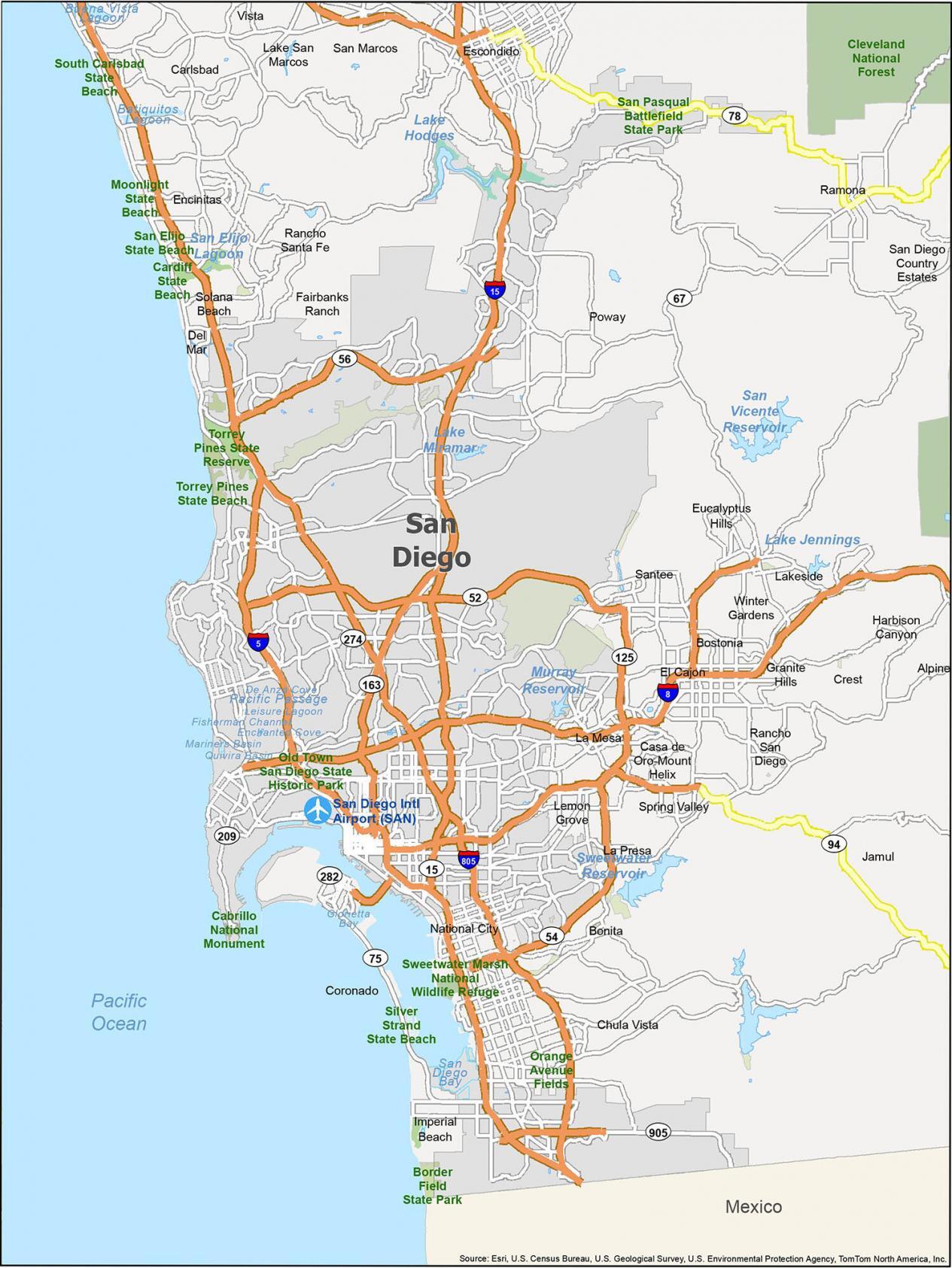 Map of San Diego, California - GIS Geography