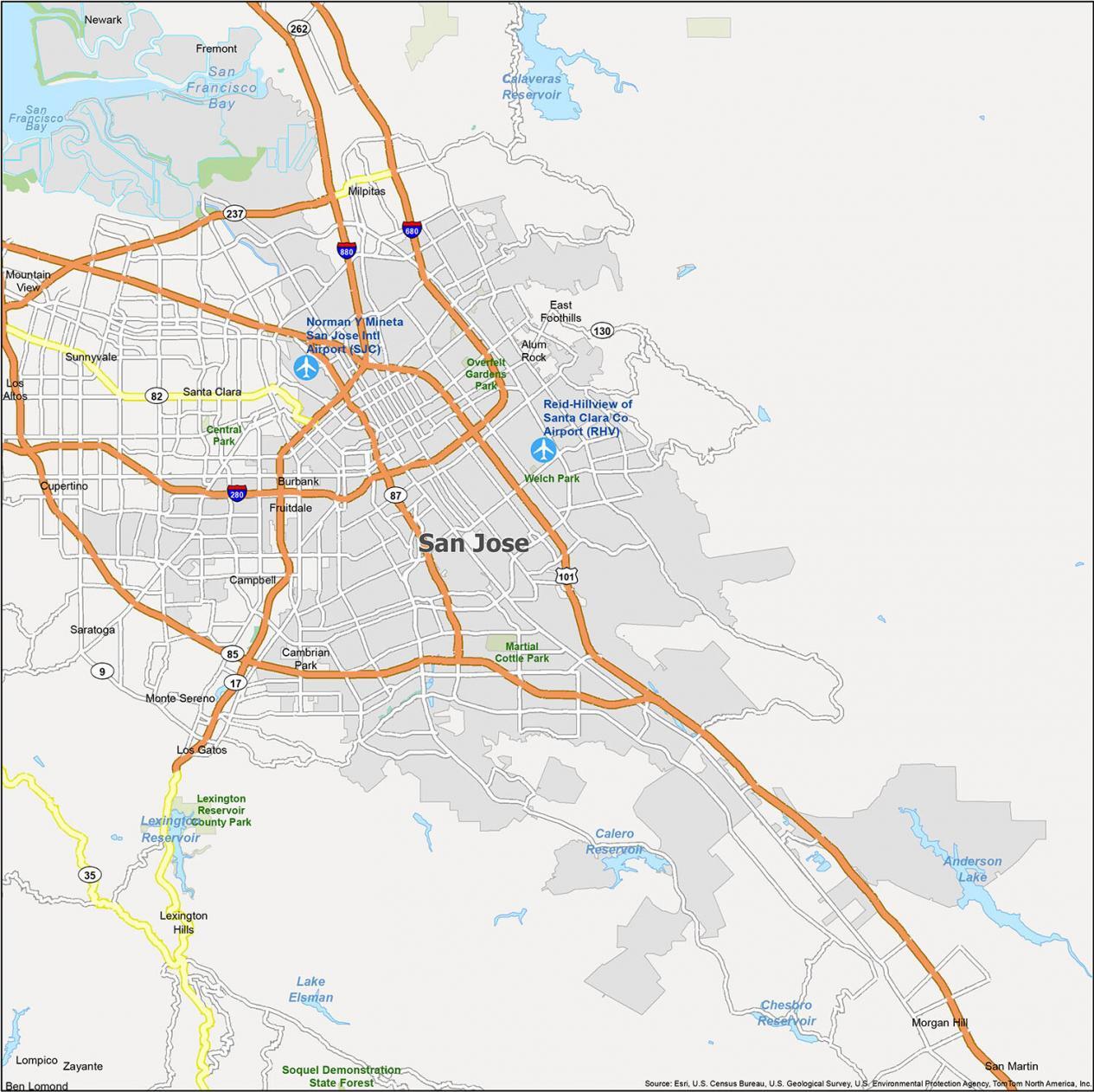 Map of San Jose, California GIS Geography