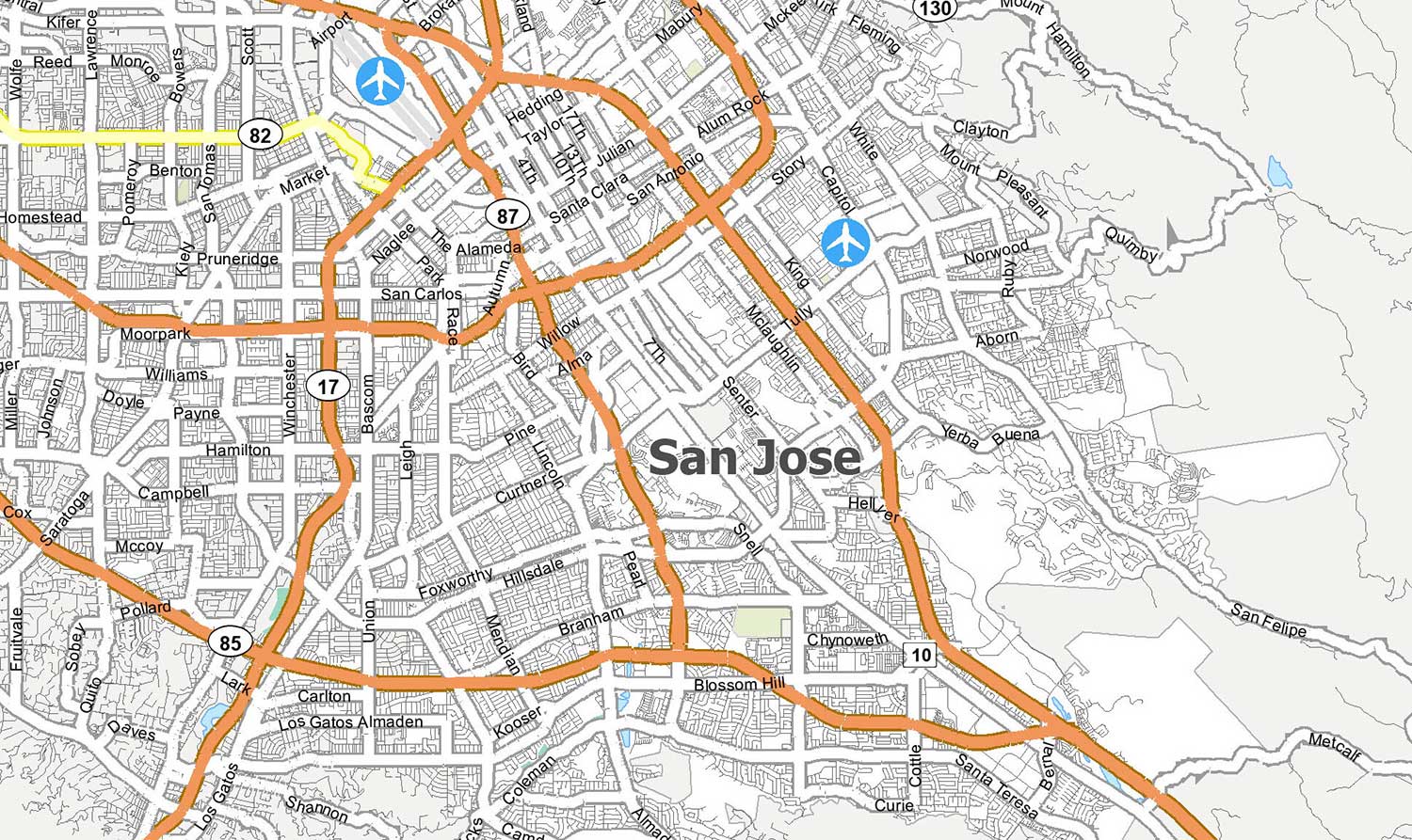 Map of San Jose, California - GIS Geography.