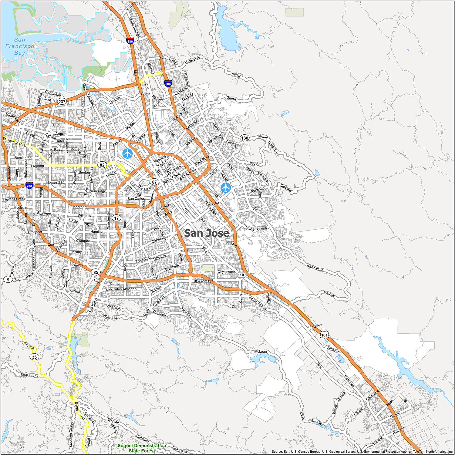 Map of San Jose California GIS Geography