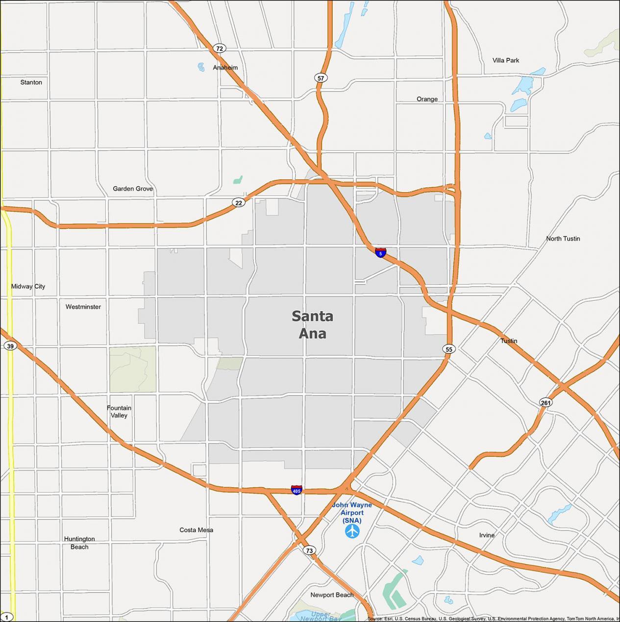 Santa Ana Map SOUTH, Orange County, CA – Otto Maps