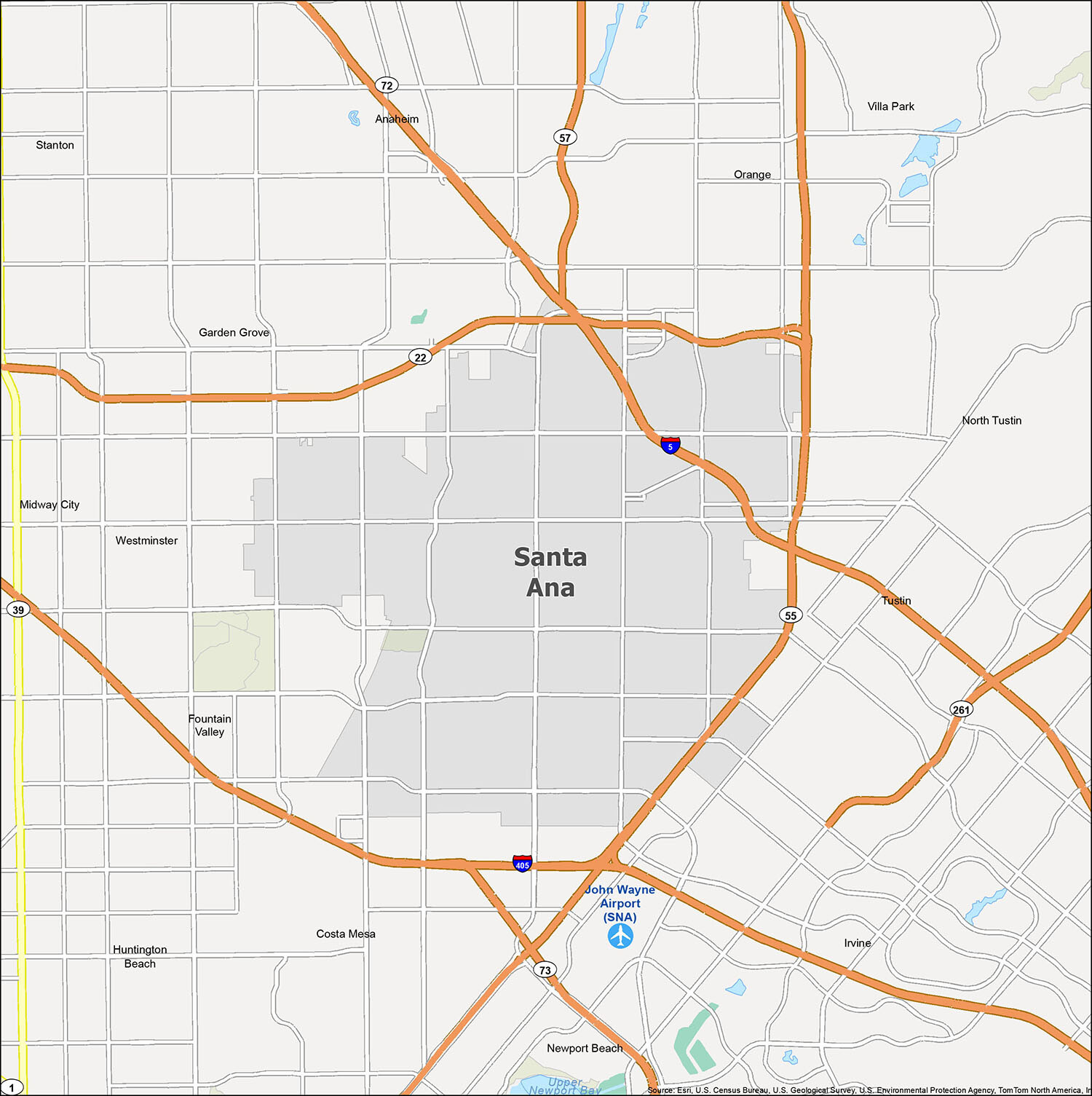 Santa Ana Map, Orange County, CA (3 Versions: Full, North & South) – Otto  Maps