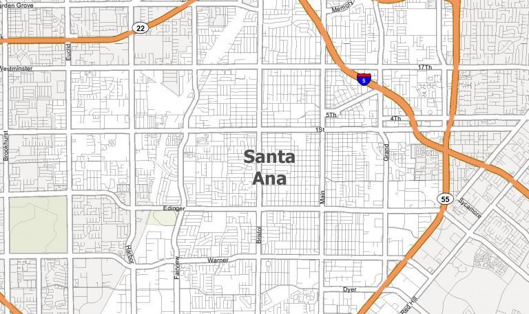 Santa Ana Map, California