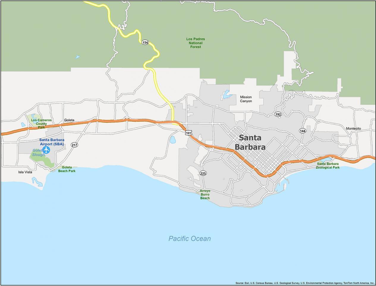 Santa Barbara California Map GIS Geography   Santa Barbara Map California 1265x963 