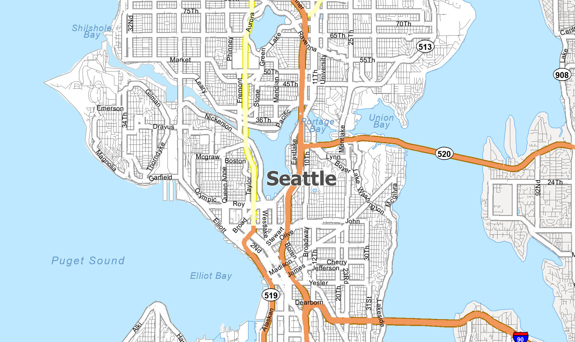 Map of Seattle, Washington - GIS Geography