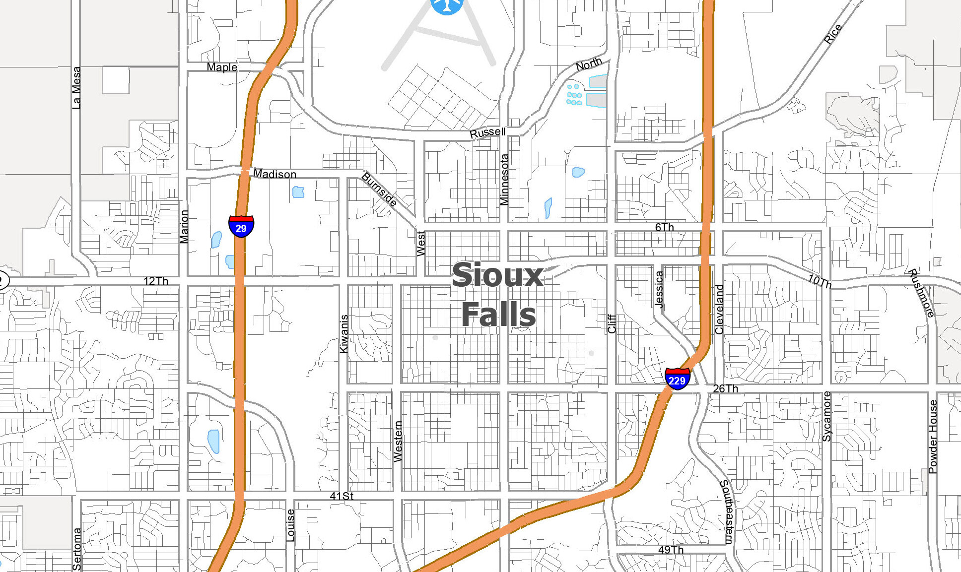 Sioux Falls Street Map Map Of Sioux Falls, South Dakota - Gis Geography