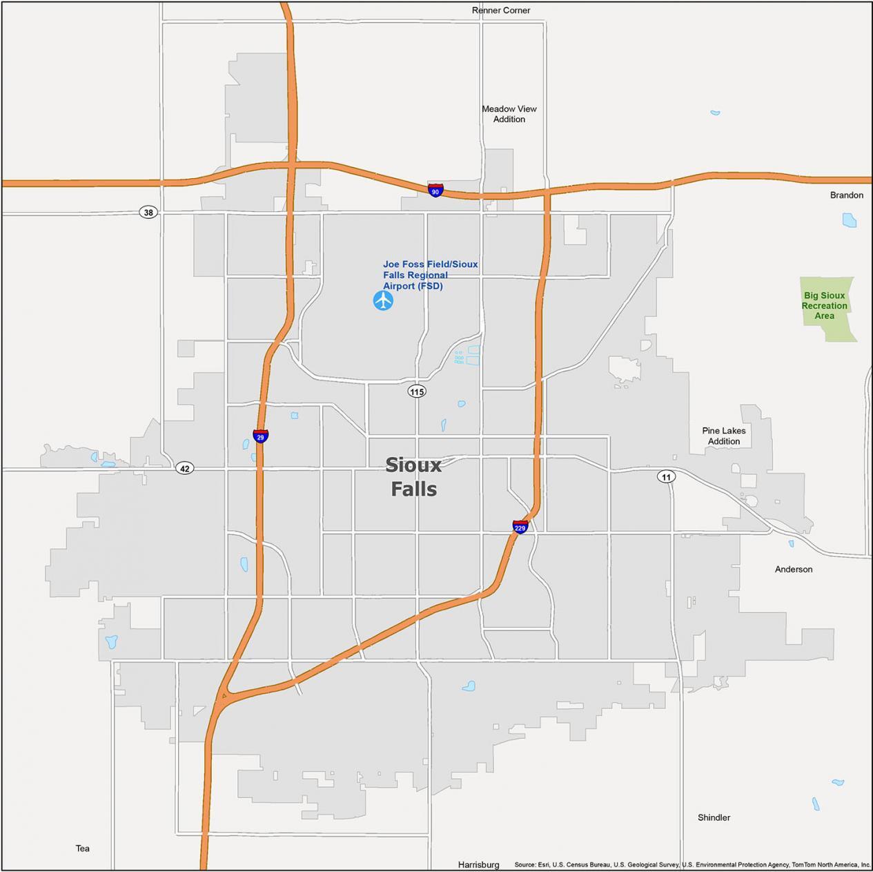 Sioux Falls City Map Map Of Sioux Falls, South Dakota - Gis Geography