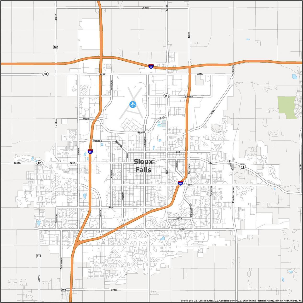 Map of Sioux Falls, South Dakota (SD) GIS Geography