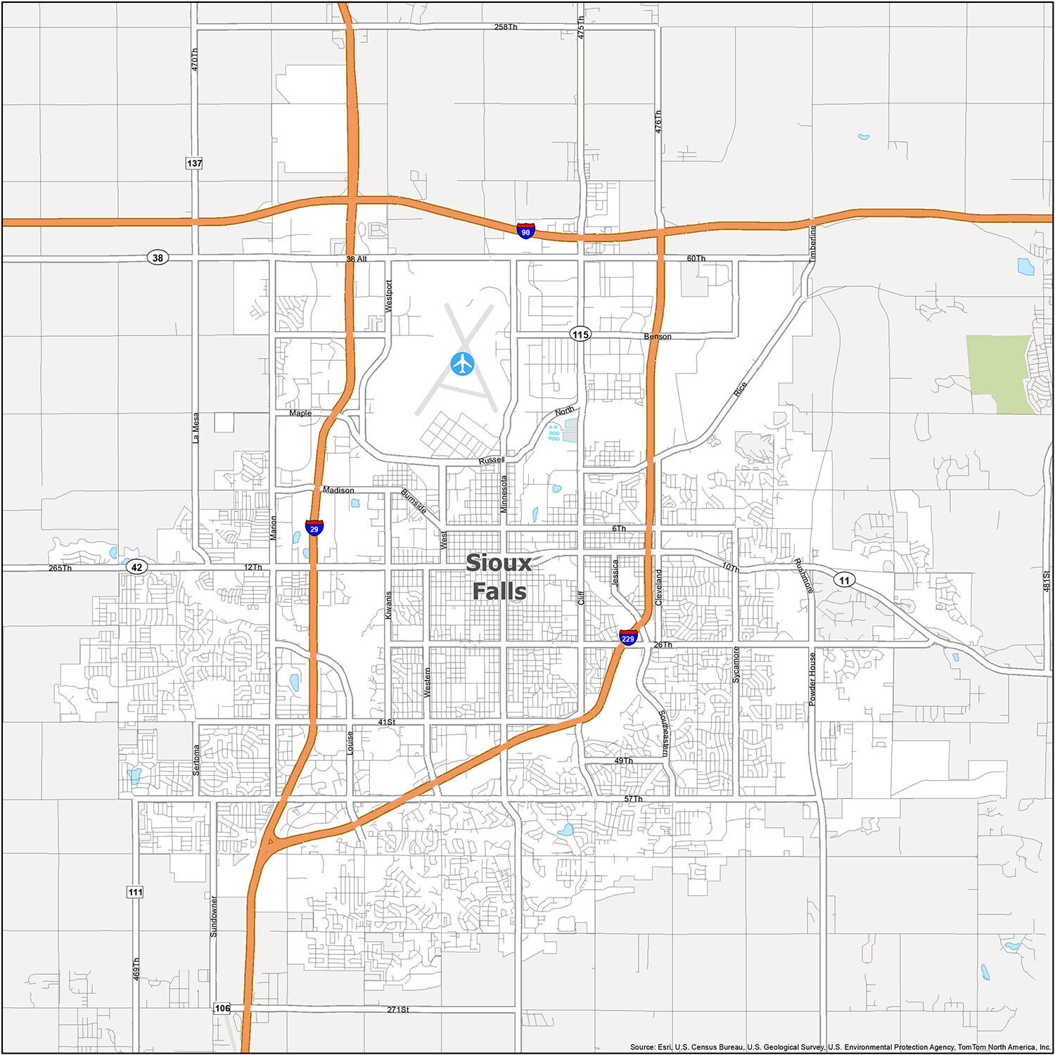Map Of Sioux Falls And Surrounding Towns Map Of Sioux Falls, South Dakota - Gis Geography