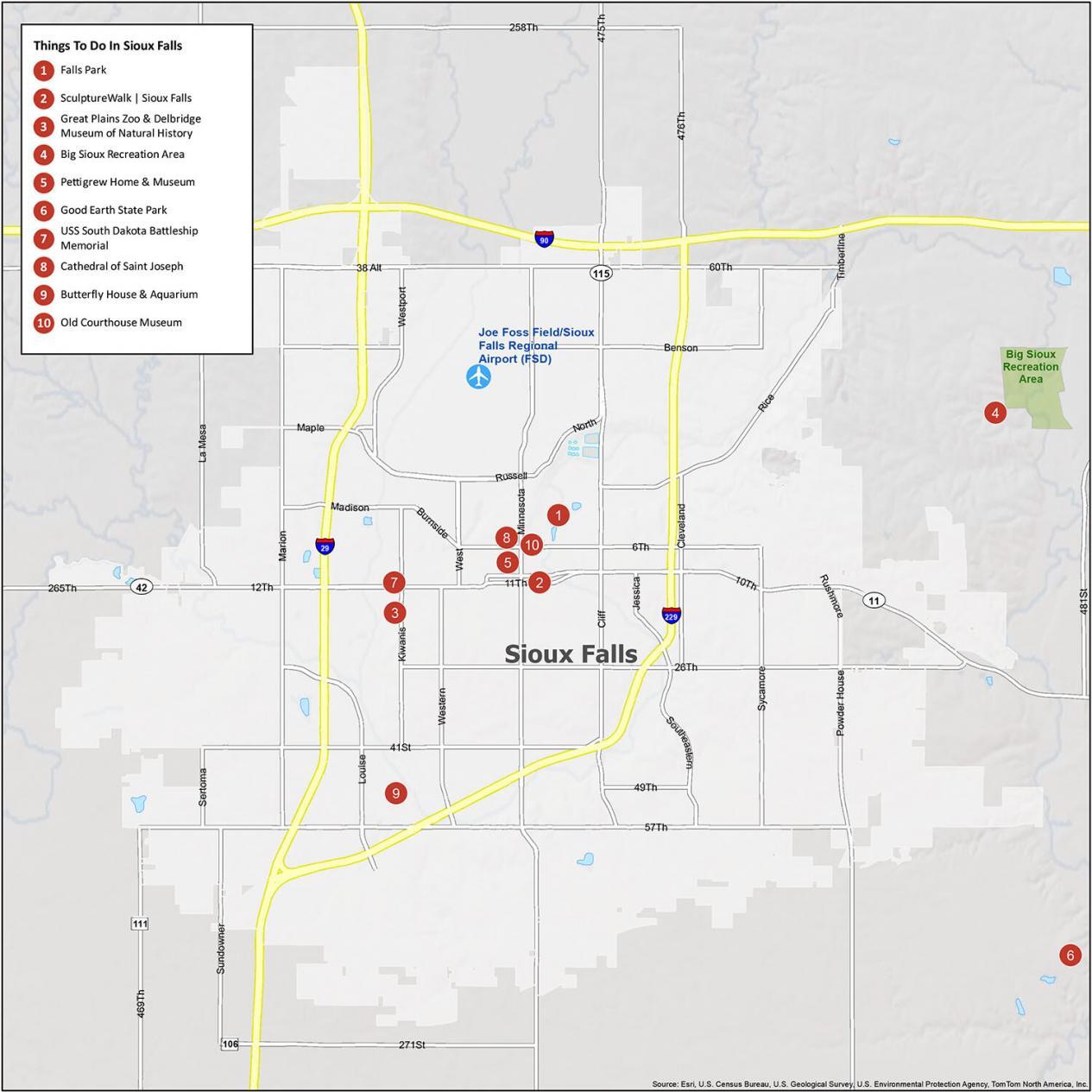 Map Of Sioux Falls And Surrounding Towns Map Of Sioux Falls, South Dakota - Gis Geography