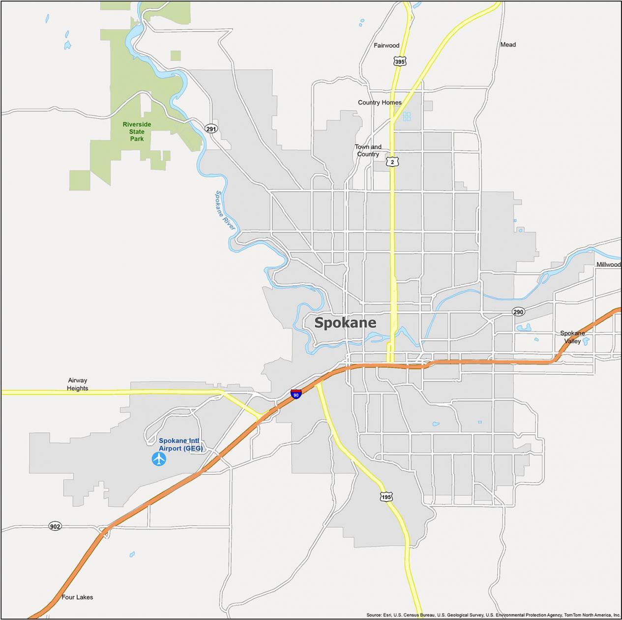 Spokane Map Washington