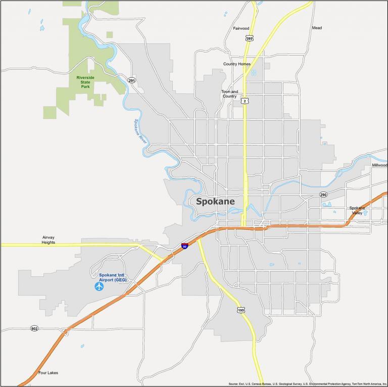 Spokane Map Washington 768x766 