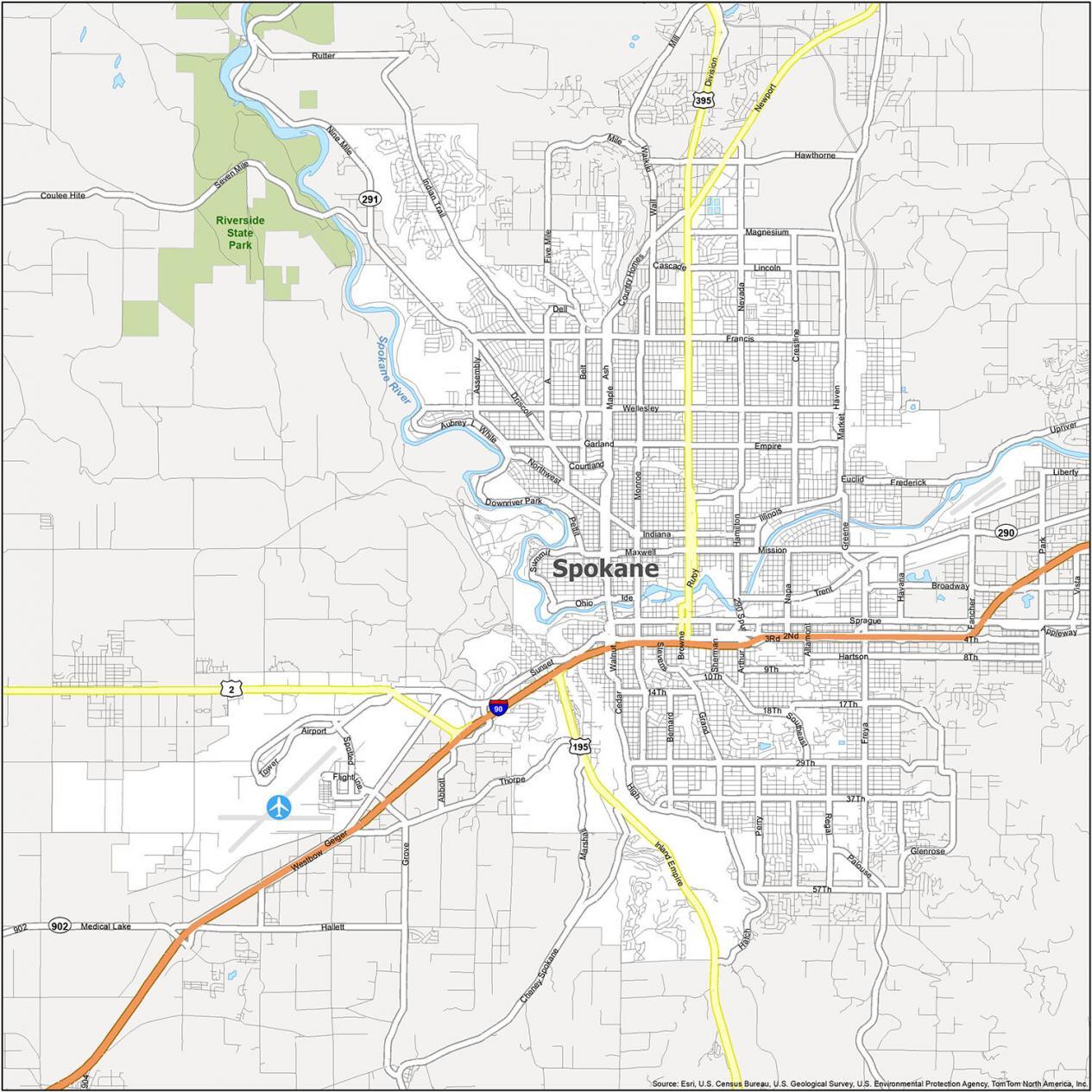 Printable Spokane Map