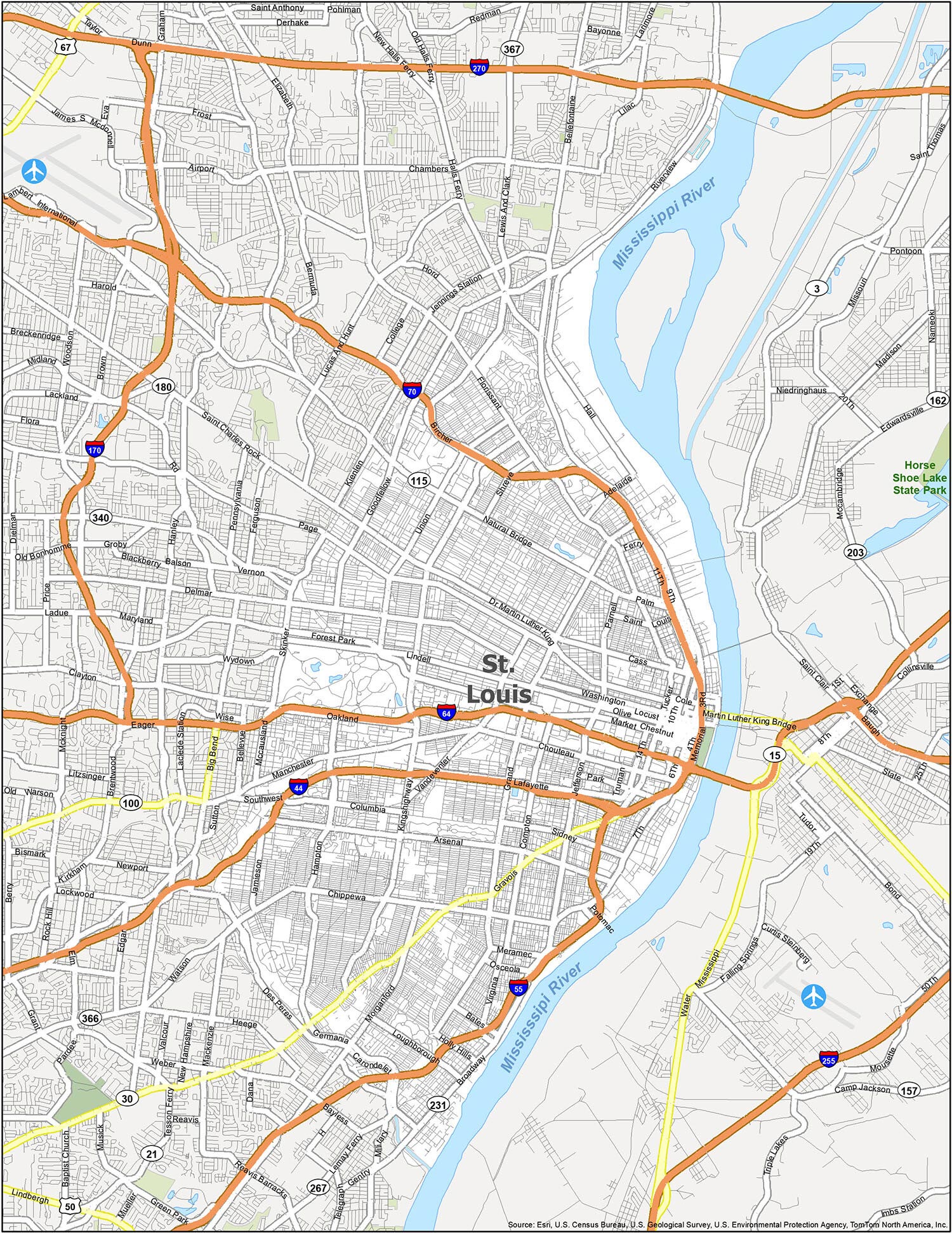 St Louis City Map Pdf St. Louis Map, Missouri - Gis Geography