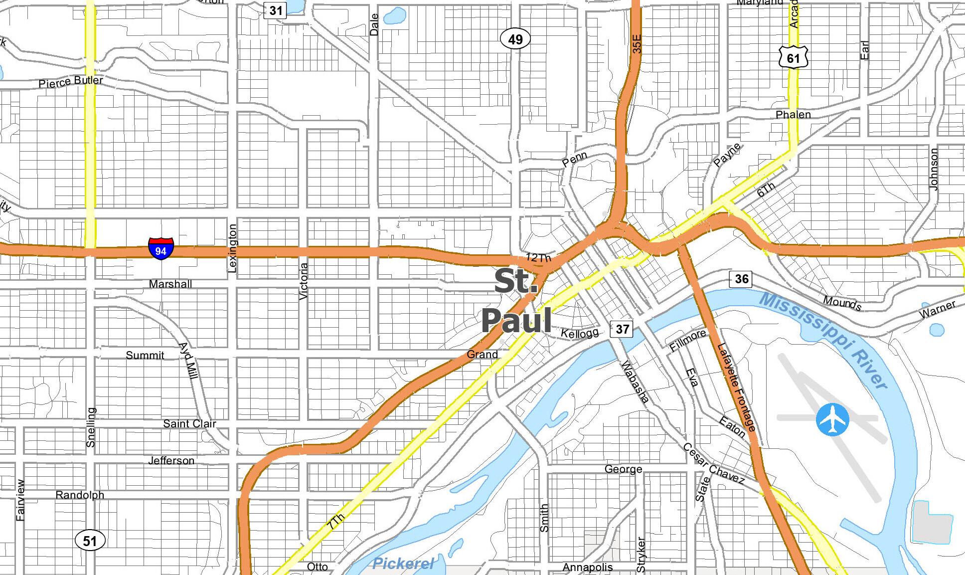 Modern City Map - Saint Paul Minnesota city of the USA with