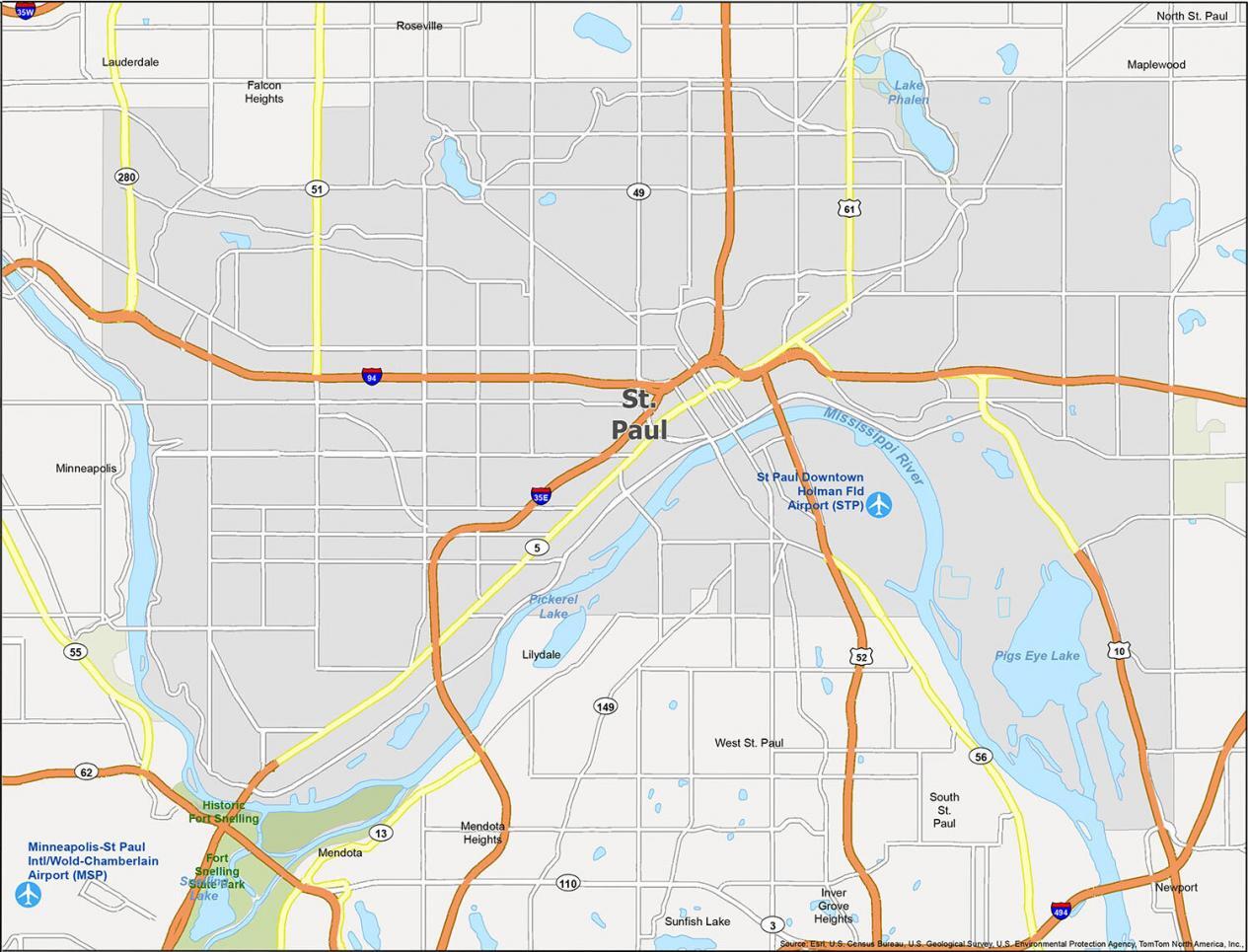 St. Paul Map Minnesota
