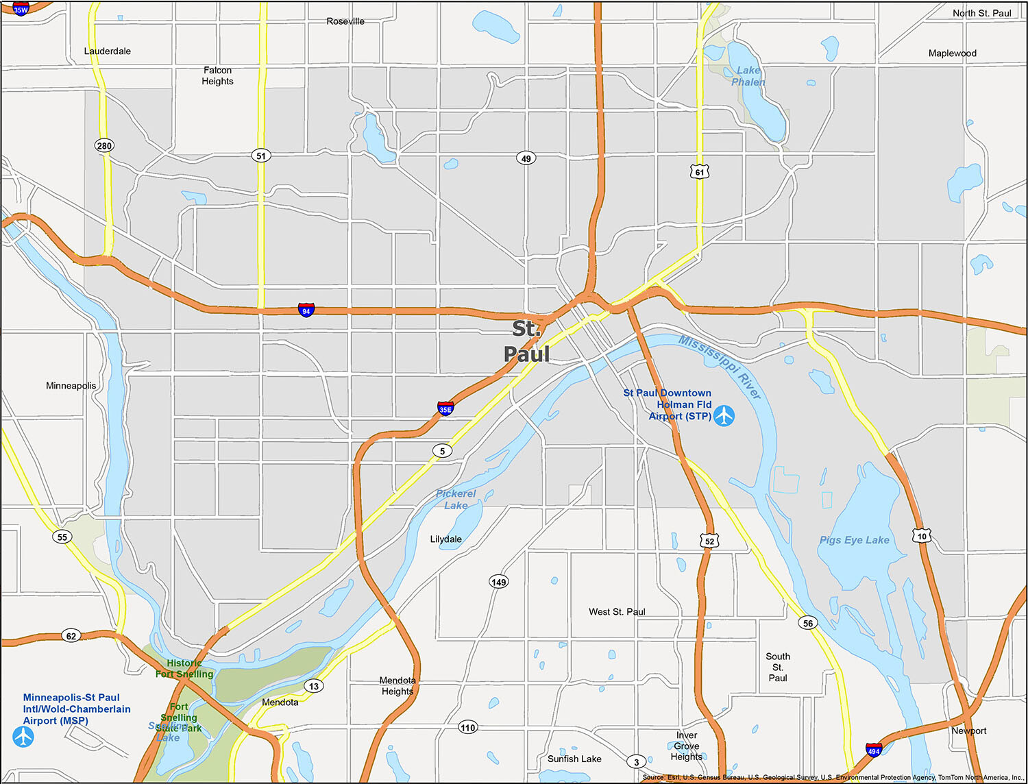 Map to SPPD  Saint Paul Minnesota