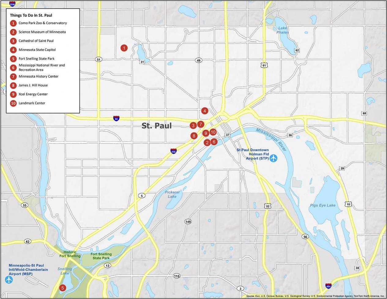 Saint Paul Minnesota Printable Map Excerpt. This Vector Streetmap