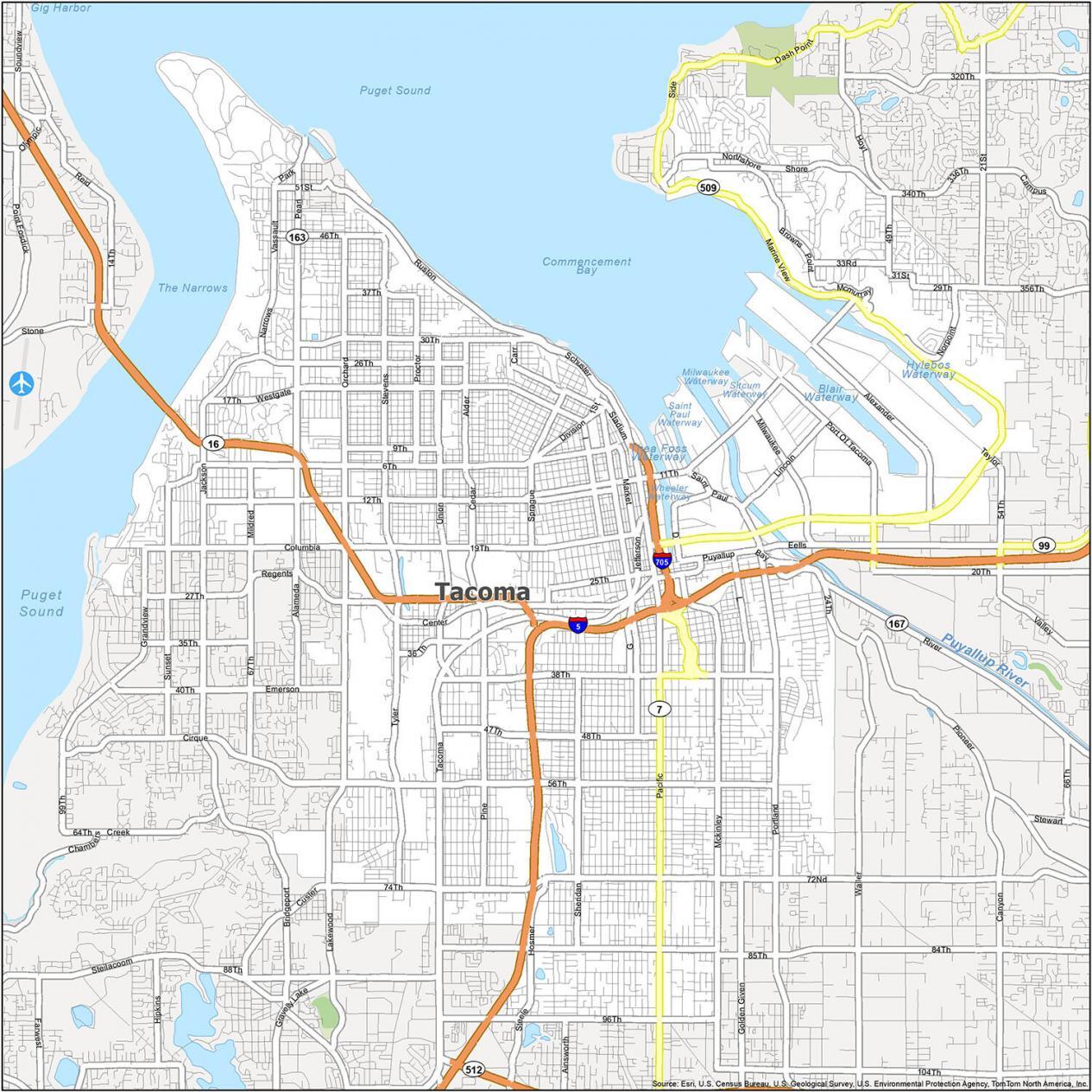 Tacoma Washington Map GIS Geography