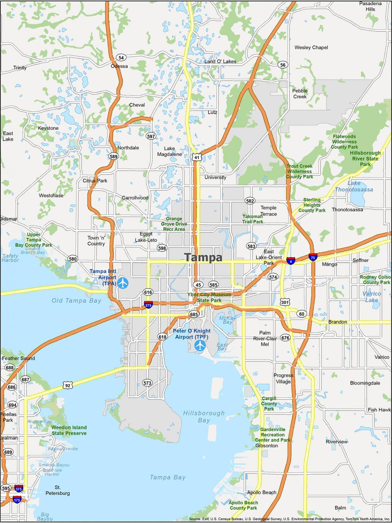 City Of Tampa Area Map Map Of Tampa, Florida - Gis Geography