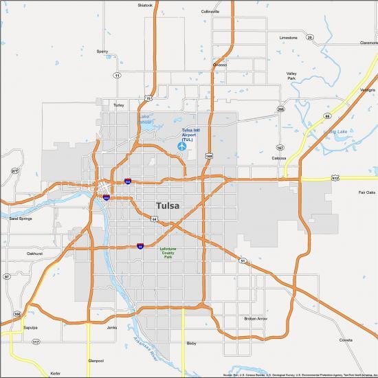 Map of Tulsa, Oklahoma GIS Geography