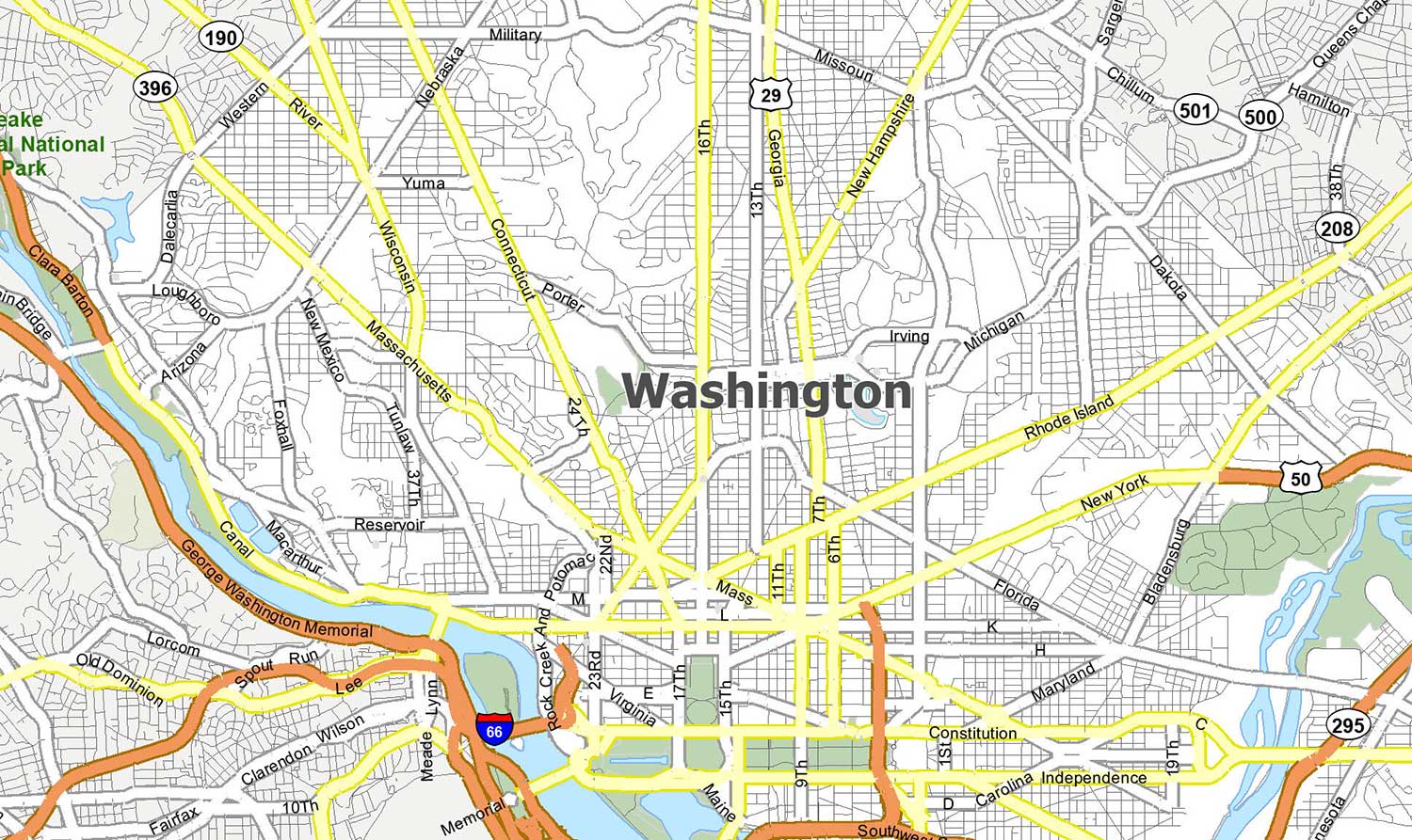 map of washington dc sights