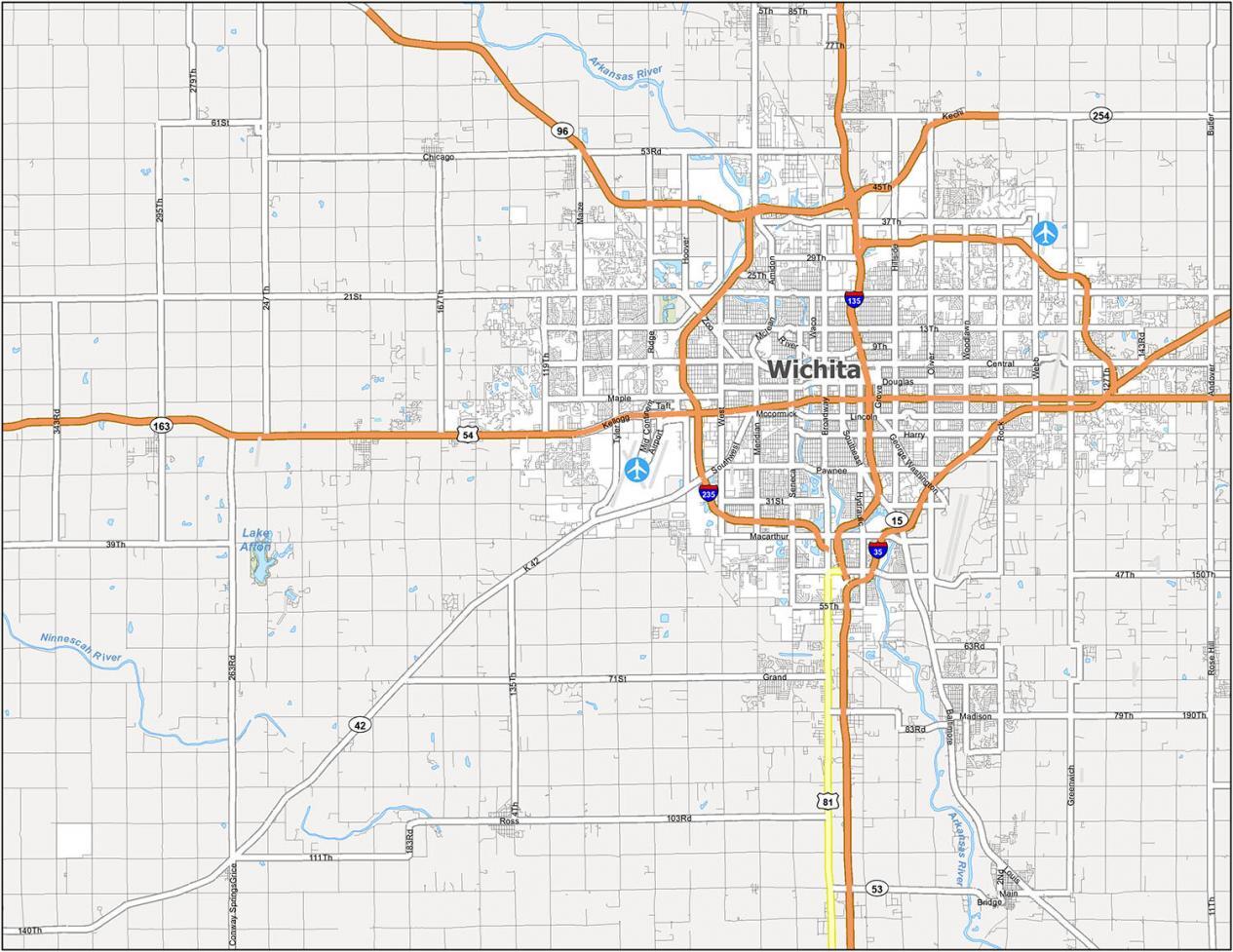 Map Of Wichita Ks Map Of Wichita, Kansas - Gis Geography